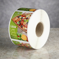 Etiquetas Adhesivas Personalizadas de Grado Alimenticio para Pizza de Comida Rápida, Etiquetas en Rollo Resistentes al Agua y al Aceite para Envasado de Alimentos