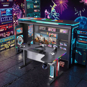 Grand <span class=keywords><strong>bureau</strong></span> moderne en métal en forme de L pour <span class=keywords><strong>bureau</strong></span> de jeu PC RVB avec chaise confortable pour joueurs - Product Image 4