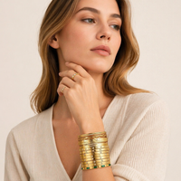 Bracelet jonc personnalisé avec logo, plaqué or 18 carats, en acier inoxydable, zircon CZ, bijoux empilables, vente en gros pour femmes
