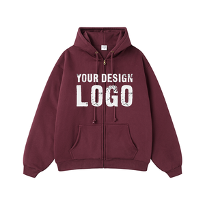 Autumn Winter Heavyweight Plus Fleece Zip <b>Cardigan</b> <b>Mens</b> Hoodies Wholesale OEM Drawstring Loose Zipper <b>Men's</b> Hoodies - Product Image 4