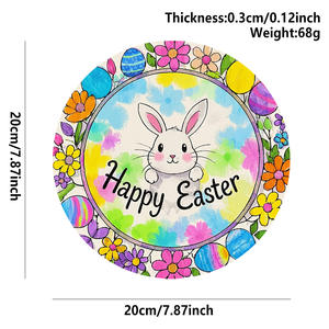 Decoraciones de Pascua en Stock: Letrero Colgante de Madera con Huevo de Conejo y Logotipo Redondo, Serie de Pascua, Letrero de Madera para Puerta - Product Image 6