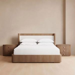 Muebles de Dormitorio Vintage de Estilo Europeo, Camas Dobles con Plataforma de Madera, Cama King Size con Cabecera - Product Image 1