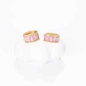 CM gioielli moda commercio all'ingrosso 18K ottone con piatto d'<span class=keywords><strong>oro</strong></span> <span class=keywords><strong>orecchini</strong></span> di alta qualità <span class=keywords><strong>rettangolari</strong></span> rosa zirconi <span class=keywords><strong>orecchini</strong></span> da donna - Product Image 2