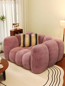 French Retro Vintage Style Single <b>Sofa</b> <b>Small</b> Apartment Living High-End Luxury Fabric with Chenille Light for <b>Bedroom</b> - Product Image 1