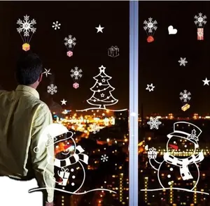 白色雪人圣诞装饰品家庭新年客厅玻璃窗背景装饰贴纸Natal Navigad