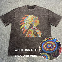 T-shirt vintage pour homme, coupe oversize et courte, style streetwear, avec impression de logo personnalisée, en tissu épais et effet vieilli