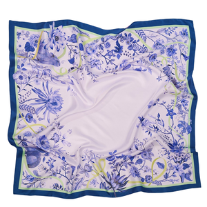 Pañuelo de Seda Cuadrado de Alta Calidad con Estampado Floral, 100% Seda, para Mujer - Product Image 1