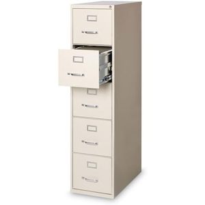 Alera HVF1562PY Economy Five-Drawer Vertical <b>File</b> Cabinet Letter-Size <b>File</b> Drawers 15\" X 26.5\" X 61.37\" Putty Color - Product Image 2