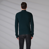 Großhandel Hochwertiger Herren Gerippter Strickpullover Einfaches Design Einfarbig Individuelles Logo Merinowolle Viertelreißverschluss-Pullover