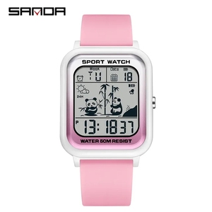 Montre numérique pour homme Sanda 6120, marque haut de gamme, bracelet en TPU, <span class=keywords><strong>5</strong></span> <span class=keywords><strong>ATM</strong></span>, sport tendance, plusieurs fuseaux horaires, montres à quartz, résistantes aux chocs - Product Image 6
