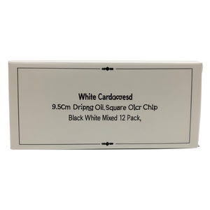 Confezione da 12 fermagli per capelli quadrati in cartoncino bianco da 9,5 cm con effetto goccia d'olio, bianco e nero misto - Product Image 2