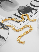 Collar de Cadena con Hebilla de Nudo Geométrico, Chapado en Oro de 18K, Estilo Hip Hop para Mujer, Modelo P243527