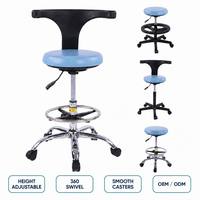 Tabouret de laboratoire dentaire KEDE avec dossier en forme de T, siège pivotant réglable en PU, anneau de repose-pieds et roulettes pour clinique et laboratoire