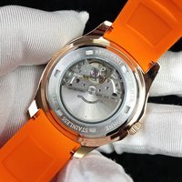 Montre mécanique automatique pour homme en acier inoxydable avec boîtier en or rose personnalisé OEM