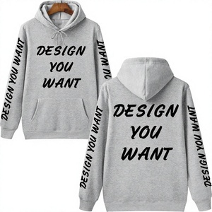 Sweat-shirt unisexe d'hiver à capuche en coton tricoté, pull décontracté avec poche et motif imprimé long, texte personnalisé sur la manche avant - Product Image 1