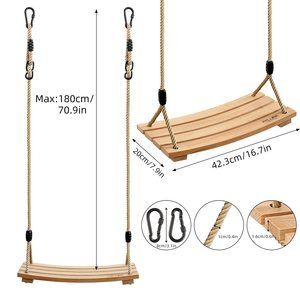 Columpio de madera Pellor de 42,3 cm x 20 cm, silla colgante para interiores y exteriores para uso doméstico - Product Image 1