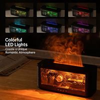 Diffuseur d'arômes à flamme 3D avec micro-paysage aquatique, humidificateur ultrasonique et veilleuse 7 couleurs