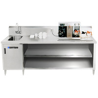 Heavybao Mangkuk Wastafel Komersial Meja Kerja, Wastafel Tunggal Meja Wastafel Disesuaikan Stainless Steel Bar Restoran