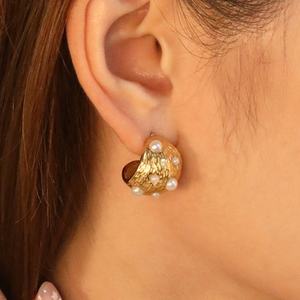 Nouveauté, boucles d'oreilles pendantes en forme de goutte d'eau, personnalisables, tendance, en acier inoxydable plaqué or 18 carats, avec incrustation de perles, pour femmes - Product Image 3