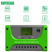 SUYEEGO 12v/24v 10A-60A Pwm contrôleur de charge solaire régulateur solaire photovoltaïque contrôleur solaire contrôleur de système de panneau solaire