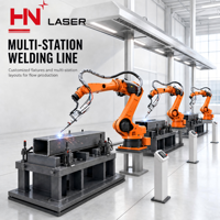 Sel Pengelasan Robotik Baru dengan Perlengkapan Khusus Non-Standar, Ekstraksi Debu Tekanan Negatif, Teach Pendant, Mesin Las Laser Serat 3000W