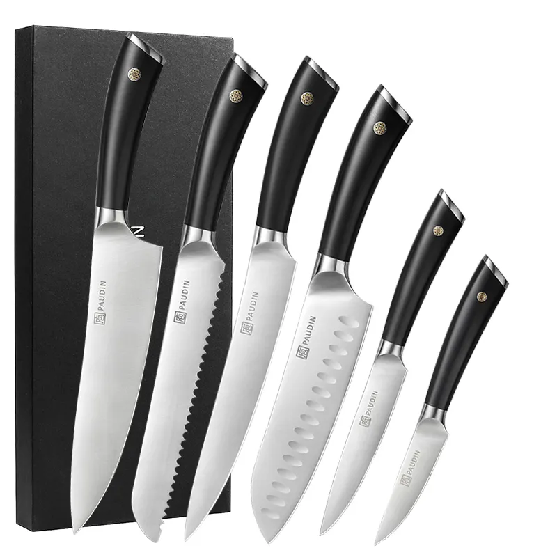 סיטונאי 6 יחידות 8 אינץ' 7 אינץ' 5 אינץ' 3.5 אינץ' סכין שף גבוהה פחמן 5Cr15Mov נירוסטה עם ידית ABS סכין מטבח שף Kn