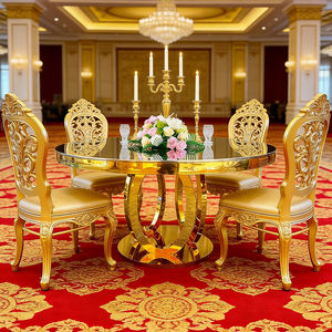 Mesa de Comedor Redonda para Eventos de Boda, Base Redonda de Acero Inoxidable, Mesa Redonda de Cristal Espejo, Mesa de Comedor de Lujo para Banquetes de Hotel - Product Image 1