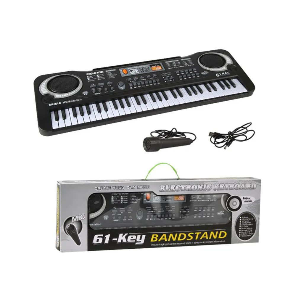 Amazon Hot Sale 61 Key Music Electronic Organ OEM ODM Musical Instrument Gift Piano Electric Keyboard with Microphone