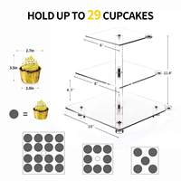 Présentoir à Cupcake en acrylique transparent plateau à 4 niveaux fournitures de fête et de fête éclairage led décor dessert affichage outil de gâteau