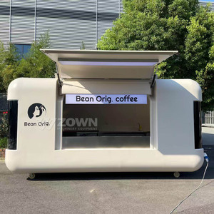 Kiosque à café mobile moderne en forme de cube, corps blanc mat, pour camping en plein air - Product Image 5