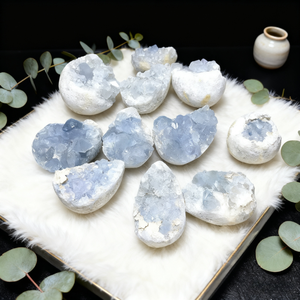 高品质天然水晶愈合石蓝色Celestine Geode簇Druzy宝石原石礼品 - Product Image 2