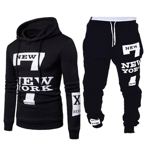 เซ็ตเสื้อสเวตเชิ้ต2ชิ้นมีฮู้ดมีกระเป๋าพิมพ์ลายระบายอากาศมีเชือกรูด - Product Image 3