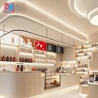 Comptoir de bar à café blanc sur mesure avec éclairage LED, comptoir de réception pour café avec vitrine de boulangerie