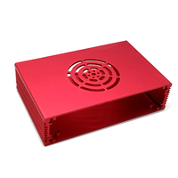 Carcasa de Aluminio Anodizado Rojo Brillante Extruido con Recorte para Ventilador, para Módulo Amplificador de Audio, Carcasa Protectora