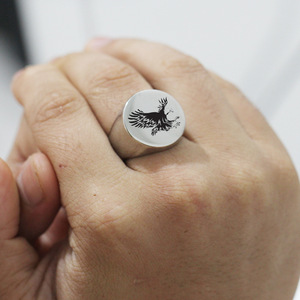 Bague Aigle 22MM en acier inoxydable, ronde, gravée au laser, bijou pour homme, cadeau - Product Image 2