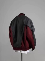 Blouson en cuir PU pour homme, style décontracté et ample, avec logo frontal, idéal pour le printemps, fermeture éclair