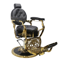 Chaise de coiffure et de rasage de style antique, base ronde extra large, mobilier de salon rétro, chaise de barbier hydraulique pour hommes