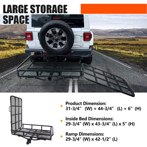 Porte-bagages robuste à fixer sur attelage avec rampe de chargement, capacité 500 lb, panier de chargement pliable en acier pour attelage de 2 pouces, SUV, camion, fourgonnette - Product Image 6