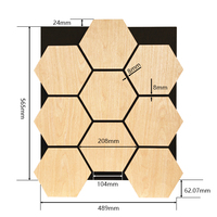Panneau acoustique mural et de plafond en bois plaqué, en MDF, en fibres de bois, auto-adhésif, en feutre hexagonal, insonorisant