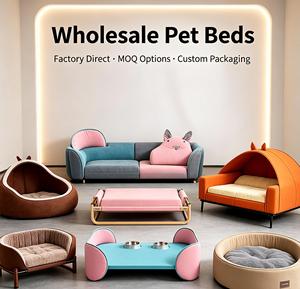 Double Pet Feeder & Bed Integrated Set Raised Food Bowls with Side Cushion Pet Bed Station - Product Image 1