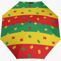 Parapluie pliant entièrement automatique à thème ethnique éthiopien, motif drapeau culturel, accessoire polyvalent pour le quotidien