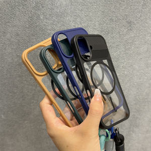 <span class=keywords><strong>Coque</strong></span> rigide de qualité supérieure pour <span class=keywords><strong>iPhone</strong></span> 16/16 Pro 15 Pro Max Anneau fin vert Aspiration magnétique Acrylique transparent Grande fenêtre souple - Product Image 2