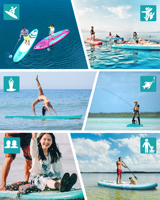 Planche à pagaie gonflable de camping en EVA/PVC, légère (8,2 kg), design portable, système à 3 ailerons pour les voyages en extérieur et les zones confinées