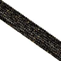 Perles de pierre précieuse naturelle Obsidienne dorée à taille ronde, haute performance, 2/3/4 mm, petites perles de 2 mm pour bracelets, perles en vrac