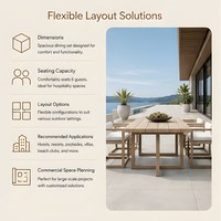 Tables et chaises d'extérieur pour villa, jardin, hôtel, meubles de loisirs imperméables, ensemble table à manger en bois massif de teck