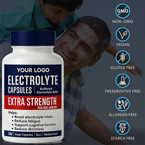 Capsules d'électrolytes 750 mg de <span class=keywords><strong>sodium</strong></span>, 50 % plus de <span class=keywords><strong>sel</strong></span> tamponné de <span class=keywords><strong>sodium</strong></span> avec 100 mg de potassium, pour soulager la fatigue et les vertiges - Product Image 5