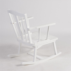 Chaise à bascule moderne en bois blanc pour adultes, patio extérieur, porche, chaise de roche, design en tissu pour chambre, salon, meubles de maison - Product Image 4