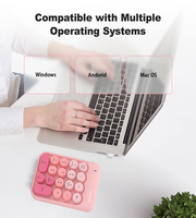 Keypad Angka Nirkabel 2.4G Plug and Play 18 Tombol Tombol Bulat Retro Keyboard Angka Mini Portabel Lucu untuk PC/Desktop/Laptop