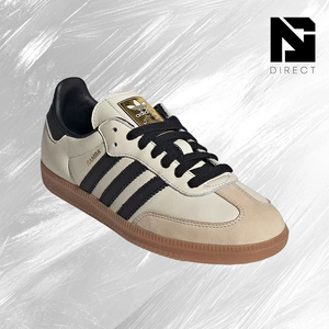 Adidas Wmns OG 'Cream White Sand Strata' Baskets de sport en cuir rayées crème et noir, à lacets, respirantes, style marche - Product Image 2