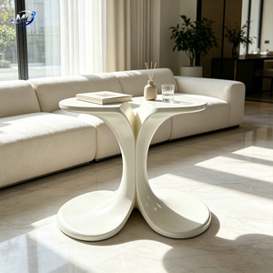 ML Coastal Luxe Side Table Modern <b>Plastic</b> Outdoor Patio Living Room Balcony Furniture White - Product Image 2